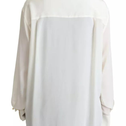 White Blouse Ascot Collar Shirt Silk Top