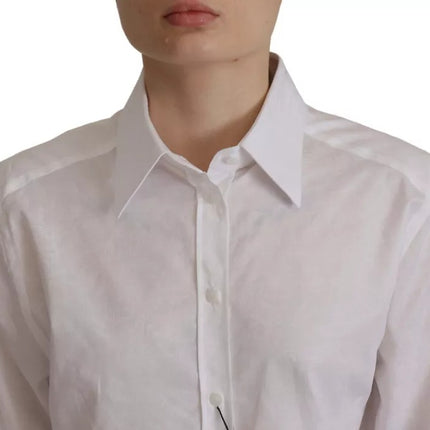 White Cotton Collared Formal Dress Shirt Top