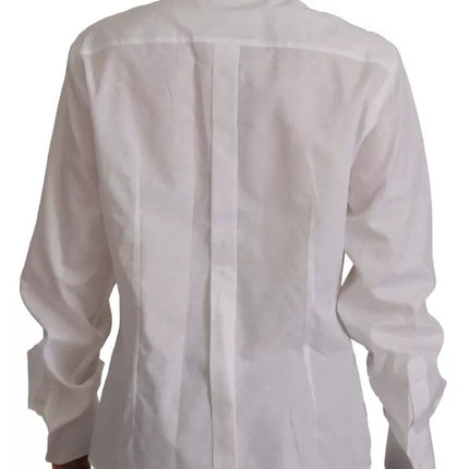 White Cotton Collared Formal Dress Shirt Top