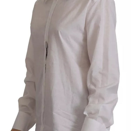 White Cotton Collared Formal Dress Shirt Top