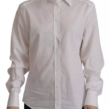 White Cotton Collared Formal Dress Shirt Top