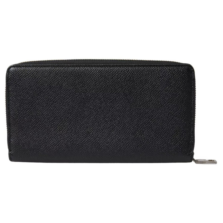 Black Calf Leather Zip Around Continental Women Wallet