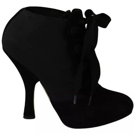 Black Suede Stretch Ankle Boots Booties Shoes