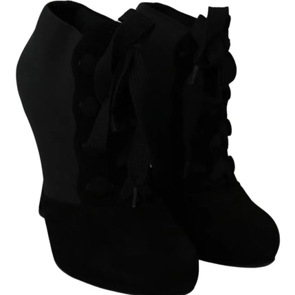 Chaussures de bottines en daim noir