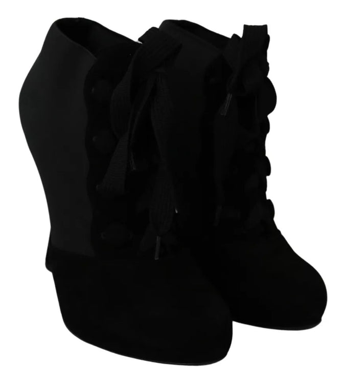 Chaussures de bottines en daim noir