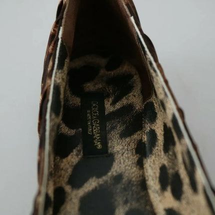 Brown Leopard Silk Ballerina Flats Shoes