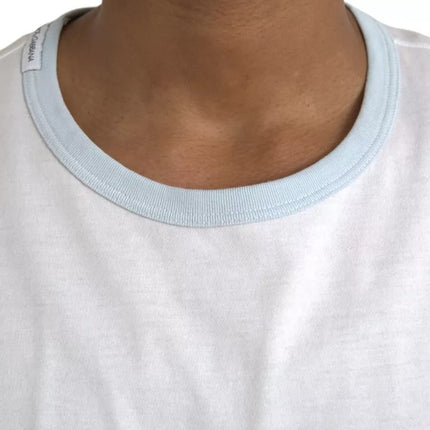 White Cotton Round Neck Short Sleeve T-shirt