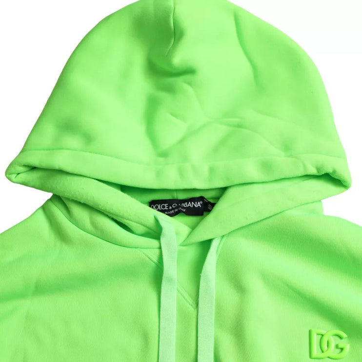 Neon Green Logo Pullover Hooded Sweatshirt Sweater