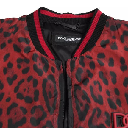 Red Leopard Bomber Short Coat Jacket