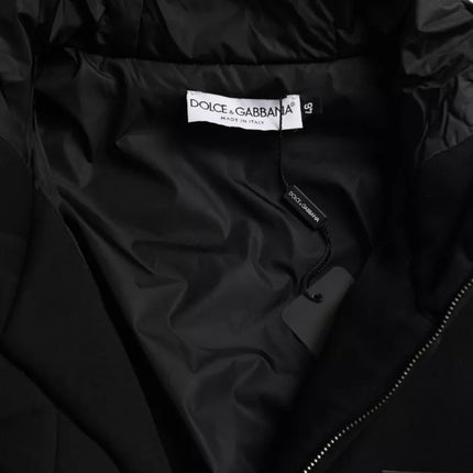 Black Cotton Hooded Logo Bomber Men Jacket