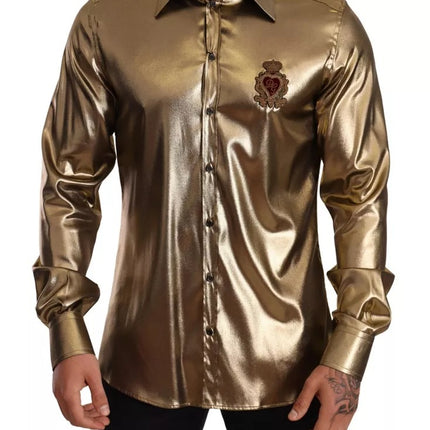 Metallic Gold DG Embroidered Crown Silk Top Shirt