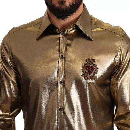 Metallic Gold DG Embroidered Crown Silk Top Shirt