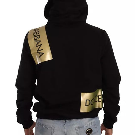 Black Gold Hooded Cotton Mens Pullover Sweater