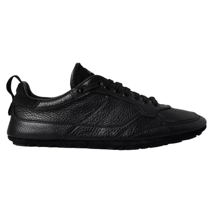 Black Leather Crown Low Top Sneakers Men Shoes