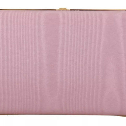 Pink Silk Gold Frame Clutch Evening Party Purse Bag