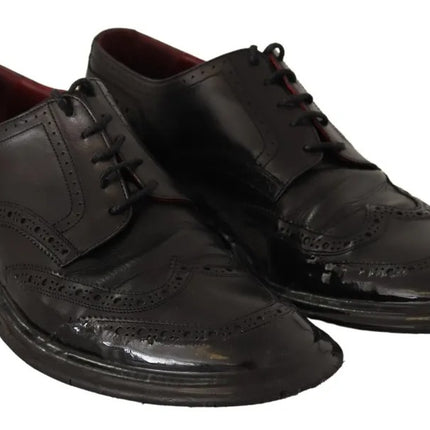 Black Leather Brogue Oxford Dress Shoes