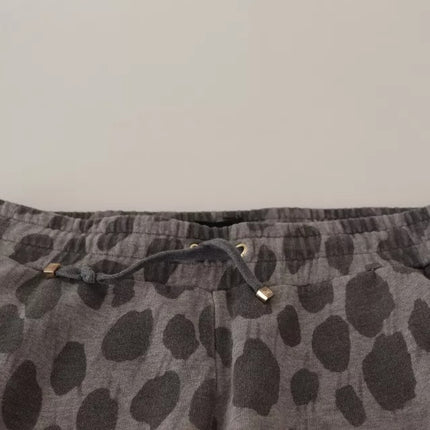 Gray Leopard Print Sweatpants Jogger Pants