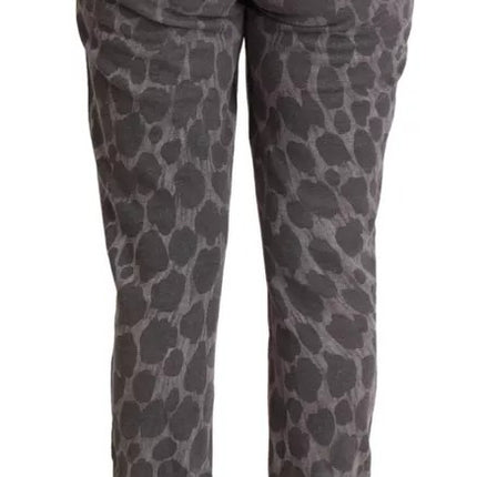 Gray Leopard Print Sweatpants Jogger Pants