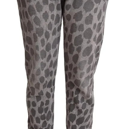 Gray Leopard Print Sweatpants Jogger Pants