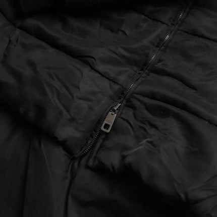 Black Nylon Hooded Parka Coat Winter Jacket