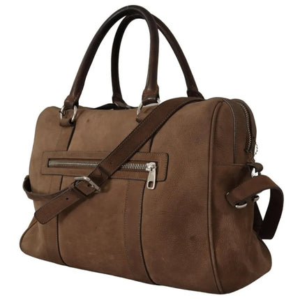 Brown Leather Shoulder Strap Travel Messenger Gym Men Bag