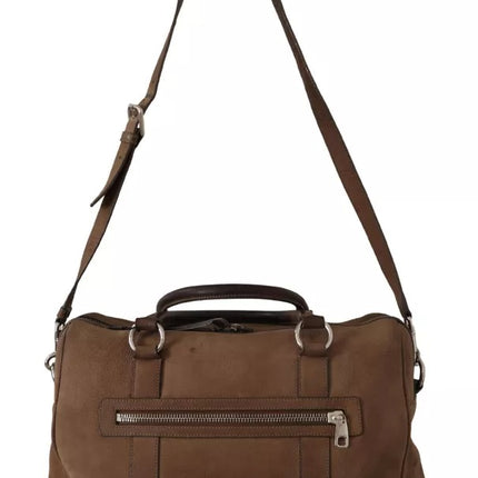 Brown Leather Shoulder Strap Travel Messenger Gym Men Bag