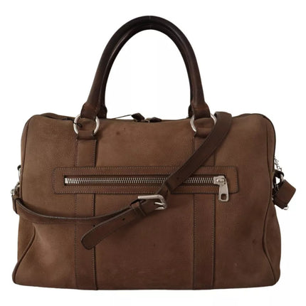 Brown Leather Shoulder Strap Travel Messenger Gym Men Bag