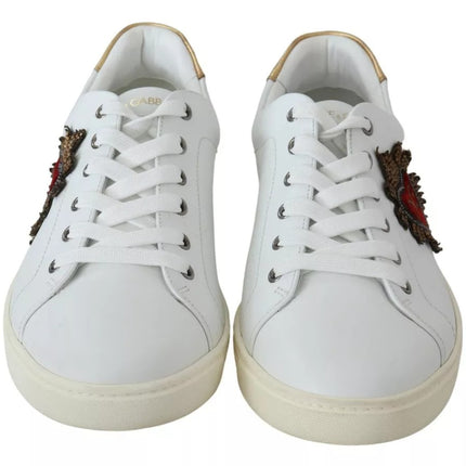 White Leather Heart Low Top Sneakers Men Shoes