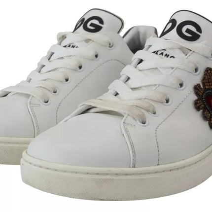 White Leather Heart Low Top Sneakers Casual Shoes