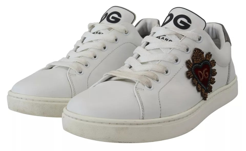 White Leather Heart Low Top Sneakers Casual Shoes