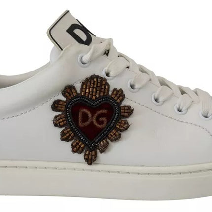 White Leather Heart Low Top Sneakers Casual Shoes