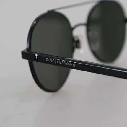 Matte Black Steel Frame Green Lens DG2245 Sunglasses