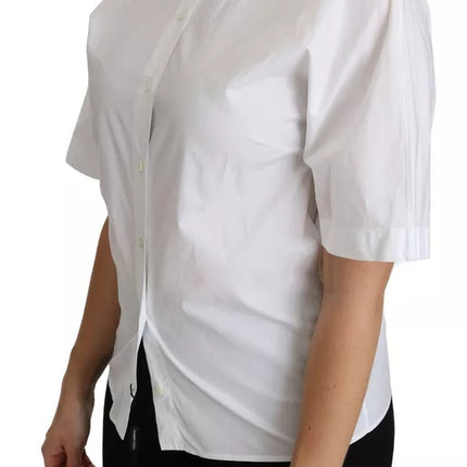 White Collared Short Sleeve Polo Shirt Top