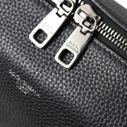 Black Pebbled Leather Edge Shoulder Strap Men Bag