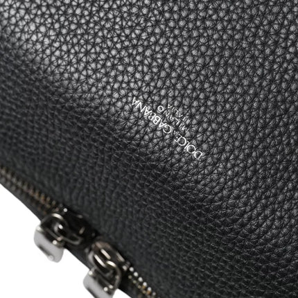 Black Pebbled Leather Edge Shoulder Strap Men Bag