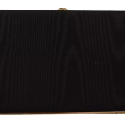 Black Silk Gold Frame Clutch Evening Party Purse Bag