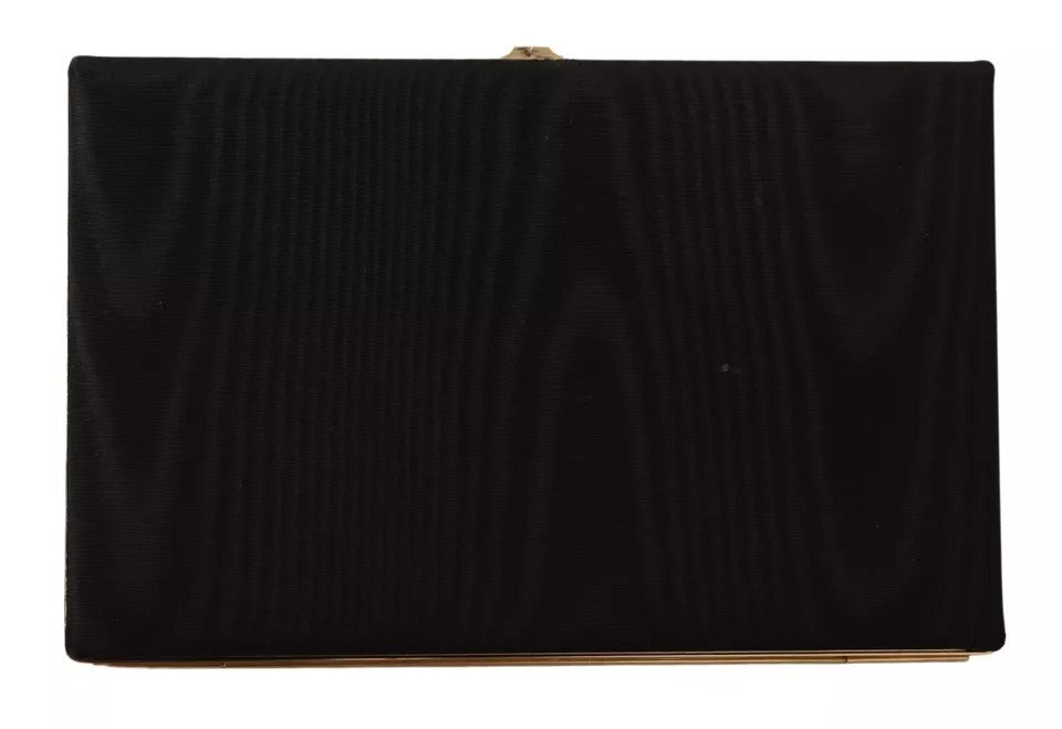 Black Silk Gold Frame Clutch Evening Party Purse Bag