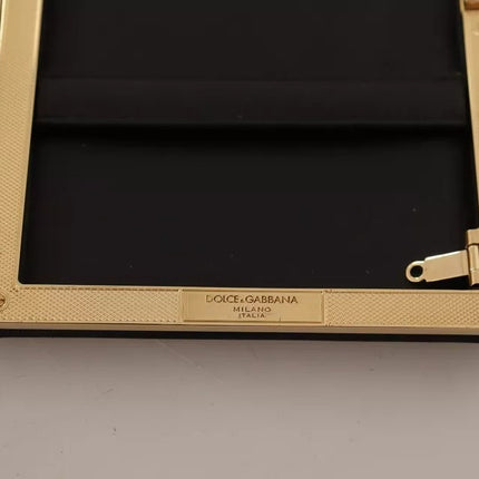 Black Silk Gold Frame Clutch Evening Party Purse Bag