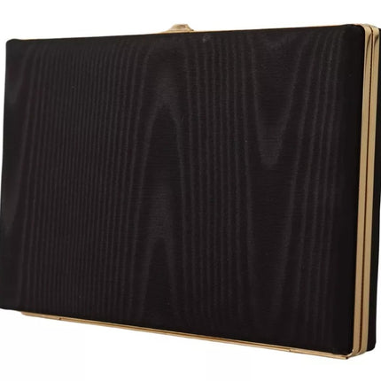 Black Silk Gold Frame Clutch Evening Party Purse Bag