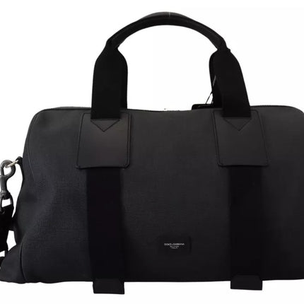 Black Gray Holdall Tote Men Hand Shoulder Bag