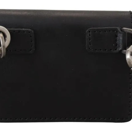 Black Leather Bifold Shoulder Sling Women Wallet