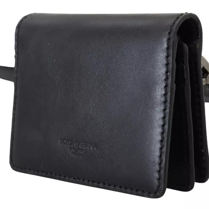 Black Leather Bifold Shoulder Sling Women Wallet