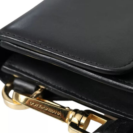 Black Calf Leather Large Logo Document Holder Clutch Men Bag