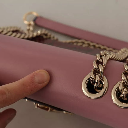 Pink Red Exotic Skins Gold Chain Purse LUCIA Leather Bag