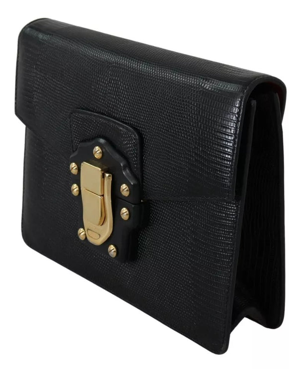 Black Leather Gold Metal Mini Women Purse Bag Lucia Wallet