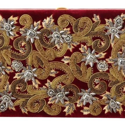 Red Velvet Gold Frame Clutch Evening Party Purse Bag