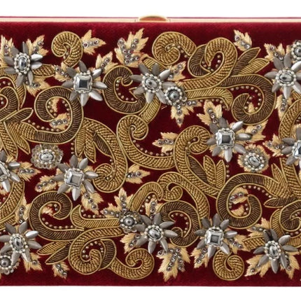 Red Velvet Gold Frame Clutch Evening Party Purse Bag