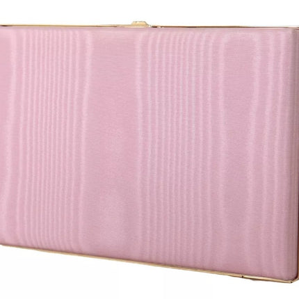 Pink Silk Gold Frame Clutch Evening Party Purse Bag