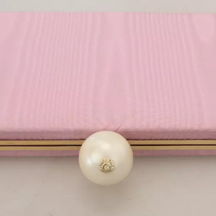 Pink Silk Gold Frame Clutch Evening Party Purse Bag