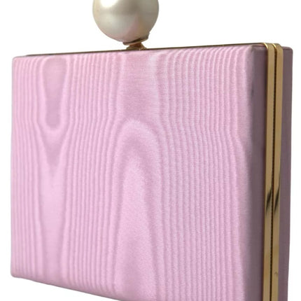 Pink Silk Gold Frame Clutch Evening Party Purse Bag